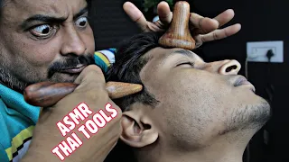 Thai Tools ASMR Head Massage | Deep Tissue Massage | Neck Cracking | Ear Cracking | ASMR Massage