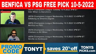 Benfica vs PSG 10/5/2022 FREE Football Picks and Predictions on UEFA Champions League Betting Tips