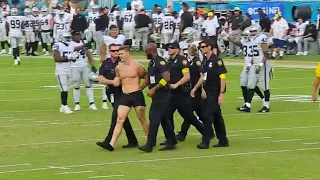 streaker runs on the field at Raiders-Jaguars game (all angles)