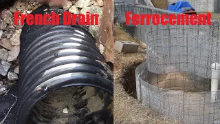 Ferrocement House Project Part 16 - Burrito Wrapped French Drain