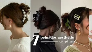 7 peinados FACILES con pinzas ✨️aesthetic✨️ | tutorial