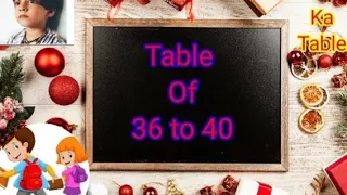 Table of 36 to 40 multiplication table lets learn multiplication 36 to 40 phada