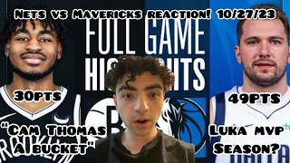LUKA INSANE 49PTS! Brooklyn Nets vs Dallas Mavericks -Full Highlights | 2023-24 NBA Season REACTION