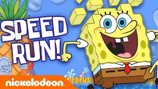 SpongeBob Goes on an 8-Bit Gaming Adventure 🎮 LEVEL 1 | Nick Arcade: Speed Run