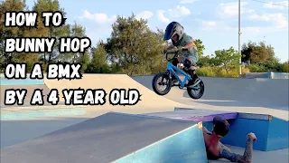 How to BUNNY HOP on a bmx by a 4-year-old