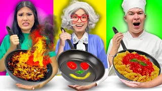 ME VS GRANDMA COOKING CHALLENGE #4 | FUNNY KITCHEN HACKS & CRAZY SITUATIONS SWEEDEE