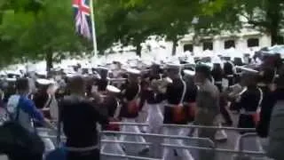 Royal Marines Marching To And From Horse Guards 2014