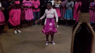 Girl cute dance at Otjikoto B2Gold Namibia