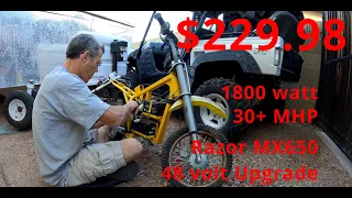 Razor MX650 / MX500 $230 48 volt Upgrade 1800 watt brushless motor 30+ MPH Part 1