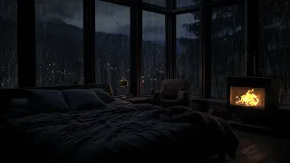 Looking for peace on a rainy night in the forest | Taking shelter in a wooden house on a rainy day
