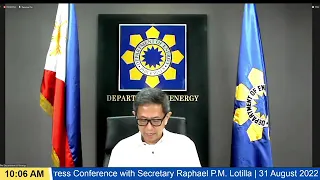 DOE Virtual Press Conference with Secretary Raphael P.M. Lotilla, 31 August 2022 (Wednesday) | 10AM