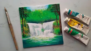 Waterfall Painting | Easy Acrylic Painting | How to paint waterfall | #3