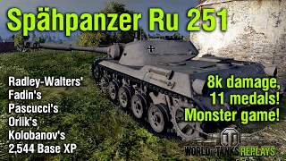 Ru 251, 8k damage, 11 medals! Monster game! - WoT Replays