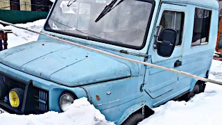 ЛуАЗ 969М в Снегу .Запуск ЛУАЗА после зимнего простоя