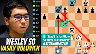 Wesley So *DESTROYED* Vasily Volovich with Brilliant Queen Sacrifice - Titled Tuesday 2023