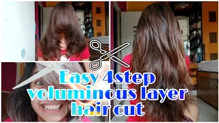 4 Step Voluminous Layer Hair Cut | DIY easy hair cut at home | Life With Piku | Priyanka Malik