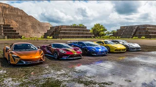 Forza Horizon 5 Drag race: McLaren Artura vs Ford GT vs Aventador SV vs Ferrari 488 vs Corvette ZR1