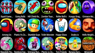 Grimace Monster Scary Survival,Superhero Play 456,SpongeBob,Banana Survival,Stumble Guys,Minecraft