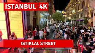 Istanbul Nightlife Istiklal Street 16 August 2022 Walking Tour|4k UHD 60fps