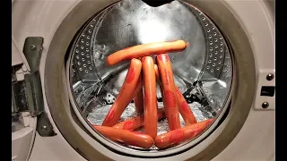 Experiment - Sausages - in a Washing Machine - centrifuge