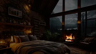 Rain and Fireplace Ambience for Stress Relief and Sleep - Fall Asleep Faster with Deep Rain Sounds