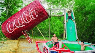 Build Secret House In Giant Coca-Cola With Swimming Pool Water Slide - Primitive Survival