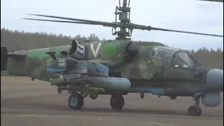 Russian Ka-52 helicopter launching an Ataka ATGM in Ukraine.