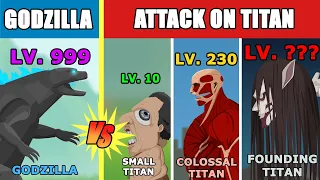 Godzilla vs ALL Attack on Titans Level Challenge Rampage | Kaiju Animation