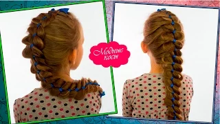 4-х прядная коса с лентой|Детская косичка/4 strand braid with a ribbon