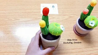 #اميجرومي_اصيص صبار كروشية بالباترون ج١🥰#amigurumi_cactus pot with pattern 🌵💖