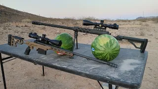 338 Lapua vs 50 BMG vs Watermelons. 1000 FPS Slow Motion!