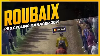 ROUBAIX WITH VAN AERT! - Pro Cycling Manager 2021 / Cobble Gameplay