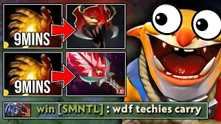 He knows how to be on YOUTUBE!! - WTF Techies Carry 9Mins Midas Crazy farm!!!