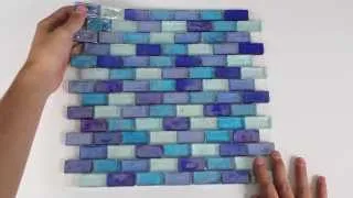 Iridescent Glass Mosaic Tile Cobalt Blend 1x2 - 120KELU12BL12