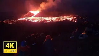 Eery Atmosphere at Erupting Volcano at Night 🌋 Meradalir valley, Iceland 15.08.22 (4k)