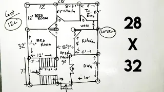 28 x 32 house plan design II 28 x 32 ghar ka design II 28 x 32 home design