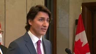 Trudeau devant les médias après avoir invoqué la Loi sur les mesures d’urgence – 14 février 2022