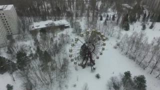 DJI 0042 Pripyat Chernobyl raw drone footage. Snow in February 2017