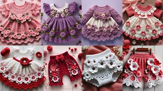 180 crochet Baby girls Firock and pants design 2024