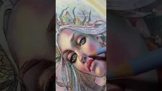 Mermaid Queen colored pencils on #watercolorwash portrait #illustration