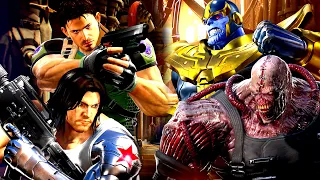 Chris Redfield & Winter Soldier vs Thanos & Nemesis (Hardest AI CPU) - Marvel vs Capcom Infinite