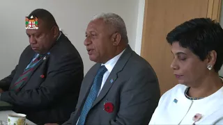 Fijian Prime Minister Voreqe Bainimarama meeting with UNFCCC Executive Secretary and team Fiji