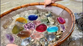 Find natural gemstone in river ,Amethyst crystal quartz part193