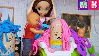 KATYA AND MAX CHEERFUL FAMILY HOW TO CUT YOUR HAIR? # Cartoons with dolls #Barbie new series