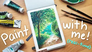 Creating A Lush Gouache Landscape 🎨🌿 Paint Along With Me In Real-time!