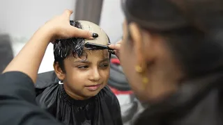 HEAD SHAVE A CUTE SMALL BOY | HEAD SHAVE WITH MISS BARBER | MISS BARBER