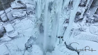 Taughannock Falls in New York almost completely frozen