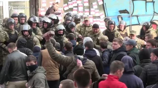 Protesters Clash With Police At Russian Bank In Ukraine