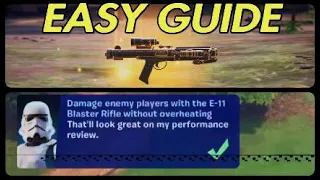 Damage enemy players with the E11-Blaster Rifle without overheating - Fortnite x Star Wars Quest