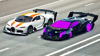 Lamborghini Veneno GTR vs Bugatti Chiron GTR - Drag Race 20 KM